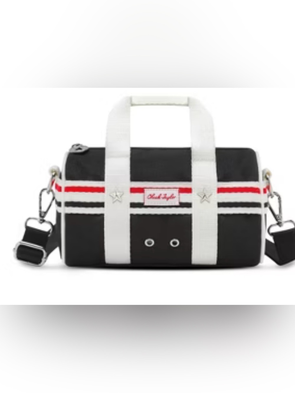 Converse mini duffle bag with red and blue stripes